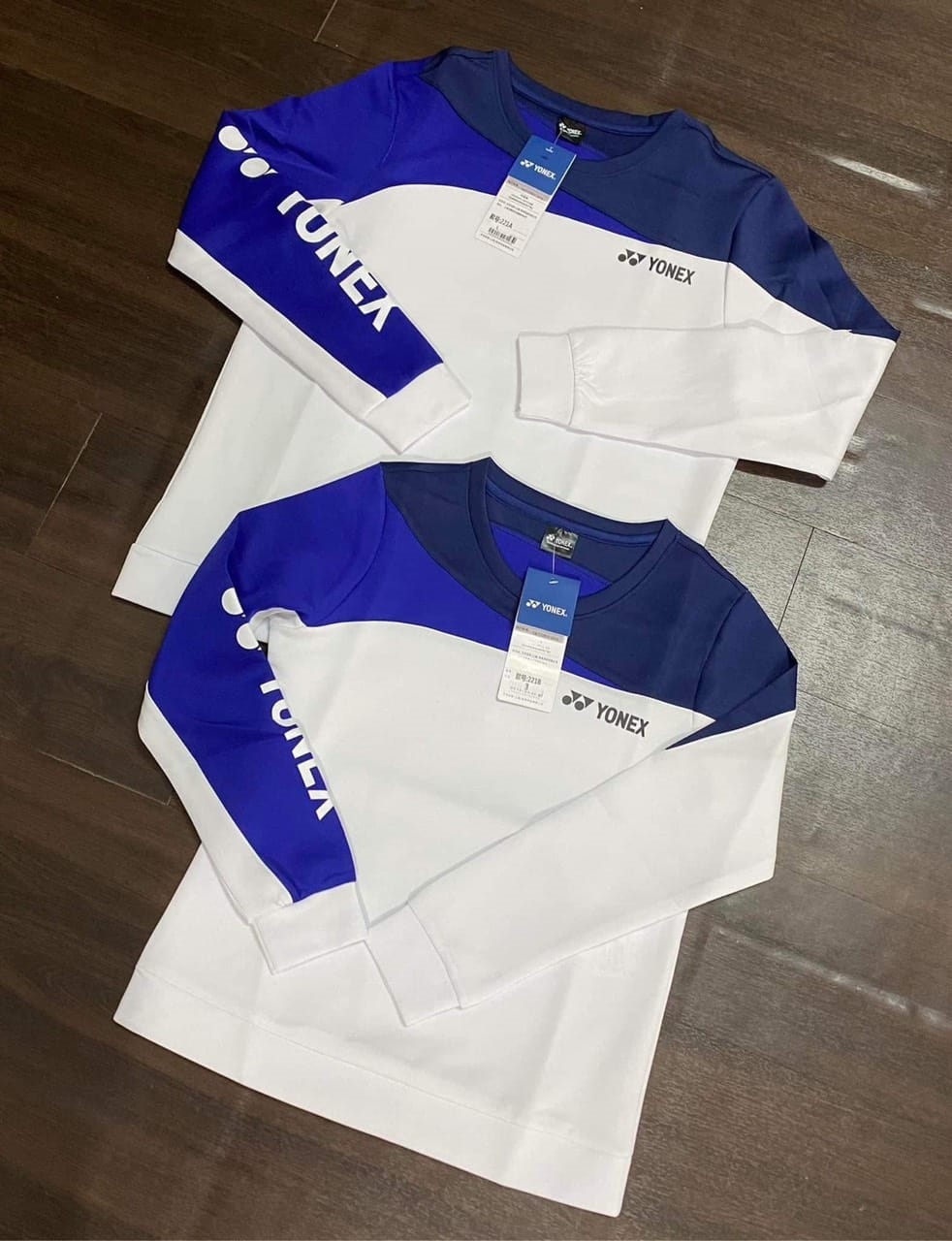 Aó Yonex dài tay xanh trắng